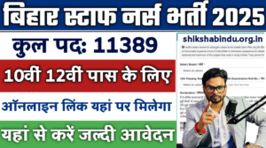 Bihar BTSC Staff Nurse Recruitment 2025: Apply Online For 11389 Post, योग्यता, आयु सीमा व चयन प्रक्रिया (Last Date Extended)