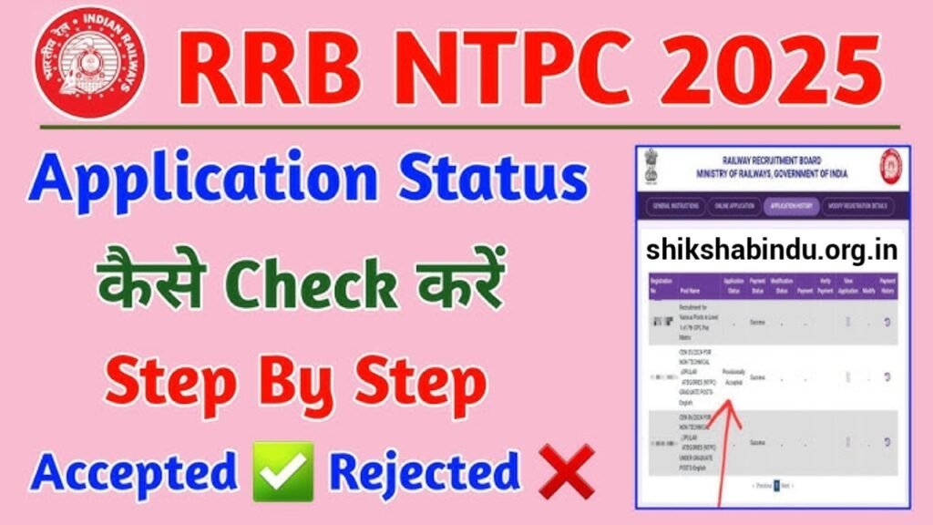 RRB NTPC Graduate Level Application Status 2025 – रेलवे एनटीपीसी एप्लिकेशन स्टेटस ऐसे चेक करें, एग्जाम डेट, एडमिट कार्ड और पूरी जानकारी