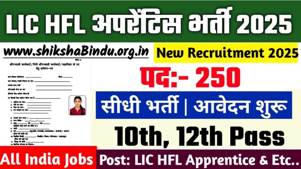 LIC HFL Apprentice Recruitment 2025: Apply Online For 250 Post, Eligibility & Post Details Full Details